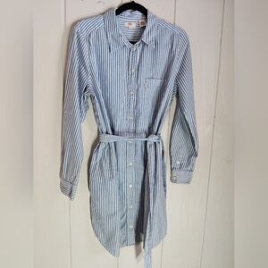 CLEAN!! LEVI'S, Striped, Long Sleeve Button Up Shirt Dress W/Belt. Size L